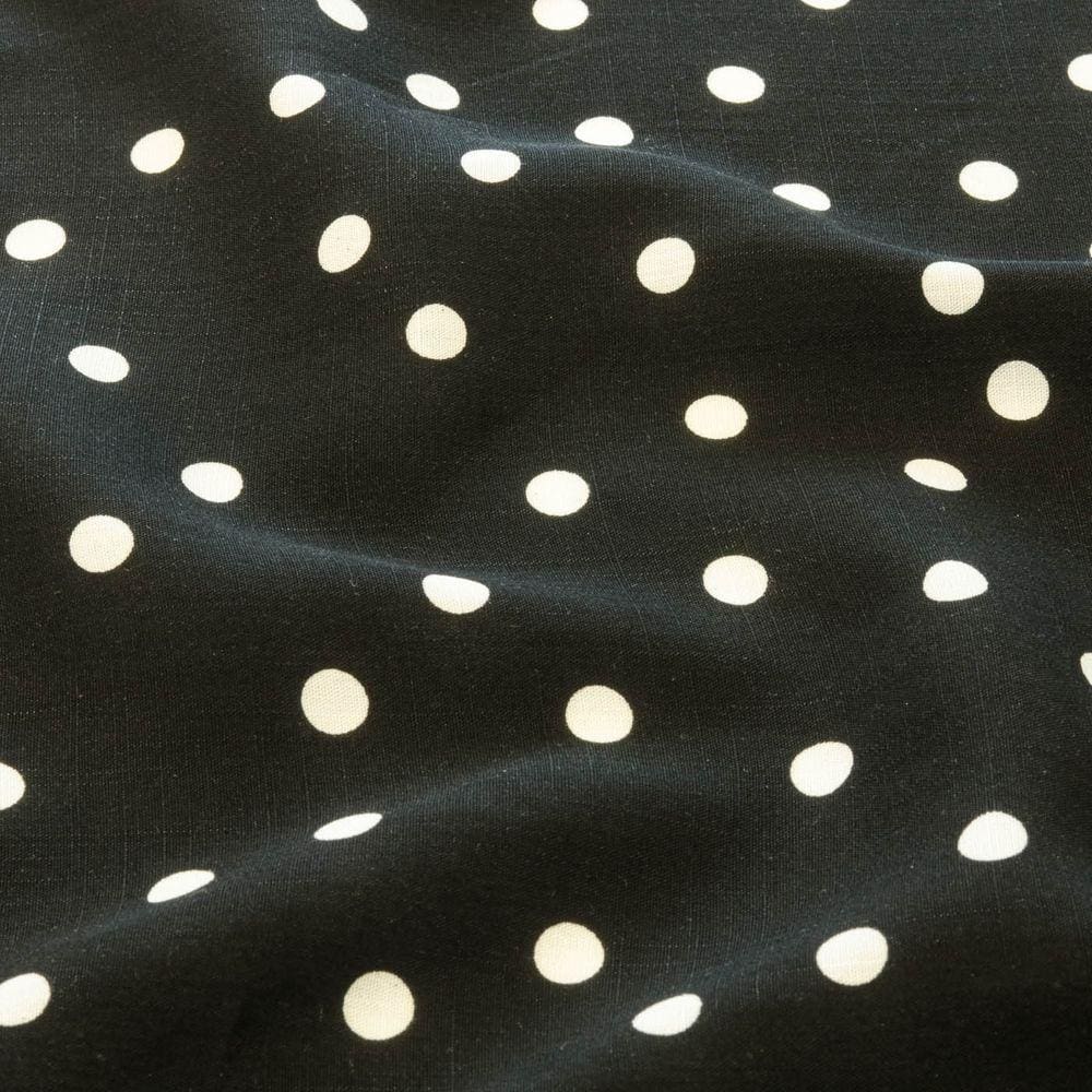 Tecido Viscolinho Estampado Poa Bolas Branca Fundo Preto