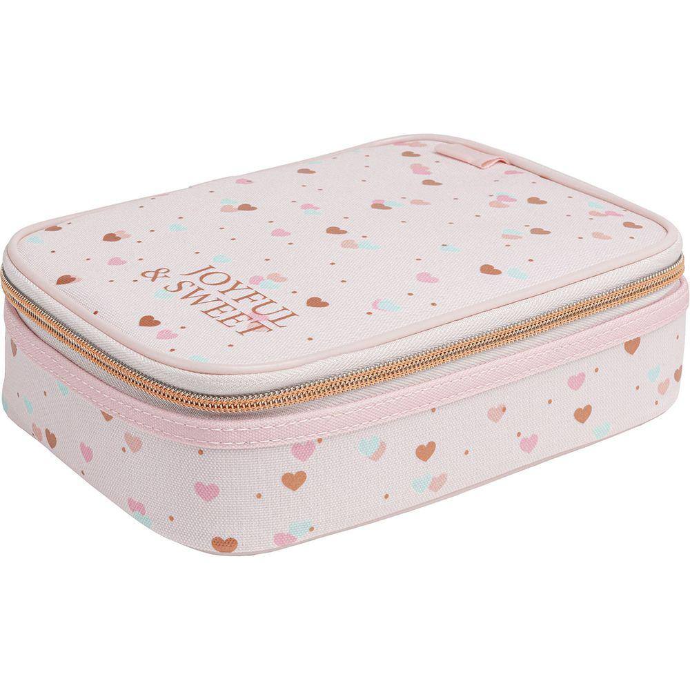Estojo Box Académie Coração Metalizado Tilibra - Rosa