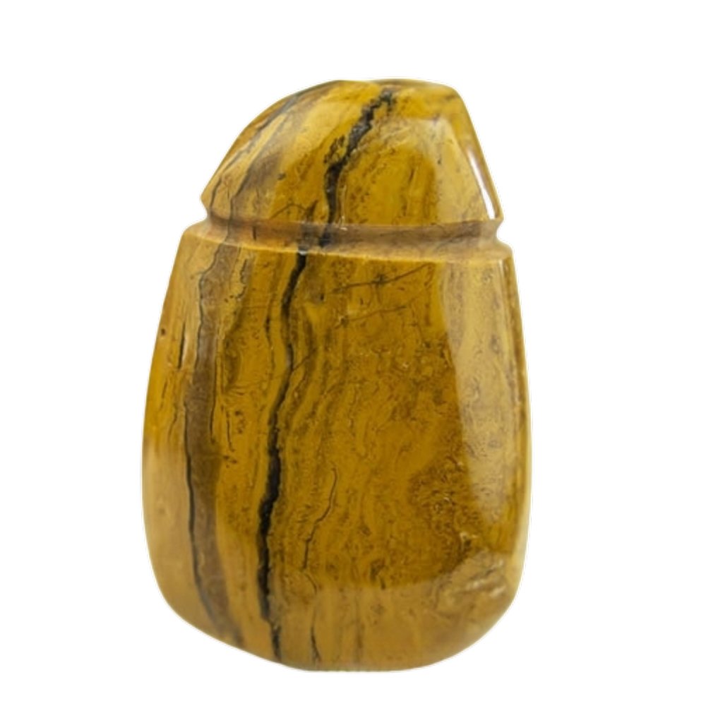 Colar Pedra Jaspe Amarelo Difusor Aromaterapia Ranhurado