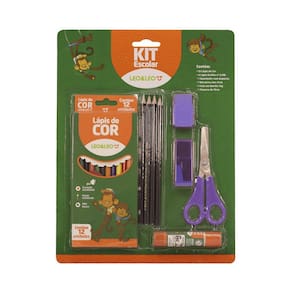 Kit Escolar 6 Peças 4 Lápis + 12 Lápis de Cor Leo&Leo