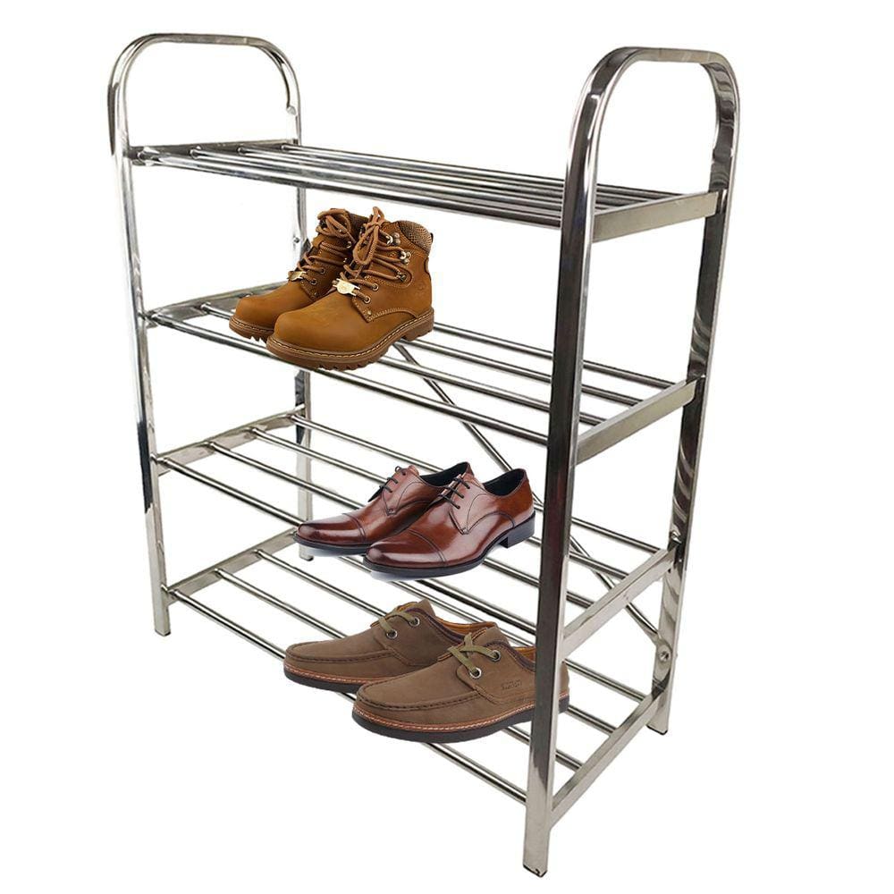 Sapateira 4 Andares Prateleira Inox 12 Pares Calçado Tenis Sapato Oganizador Multiuso