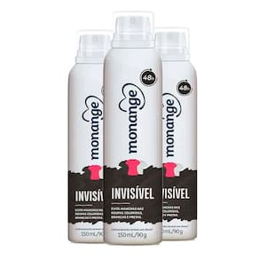Kit Desodorante Aerosol Monange Invisível 90g - 3 unidades
