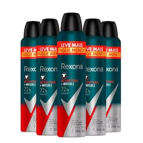 Kit Desodorante Rexona Aerosol Antibacterial Invisible 250ml - 5 Unidades