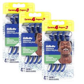 Kit 3 Aparelhos De Barbear Gillette Derma Proteção Leve 4 Pague 3