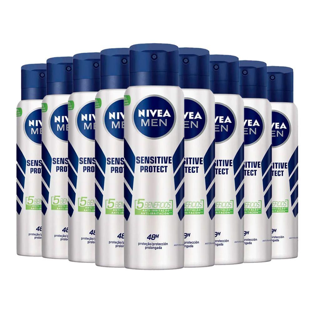 Kit Desodorante Aerosol Nivea Sensitive Protect For Men 150ml - 9 unidades