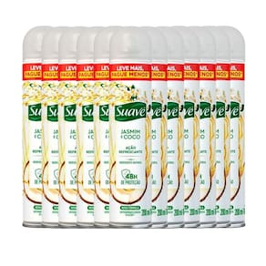 Kit Desodorante Aerosol Suave Jasmim E Coco 200ml - 12 Unidades