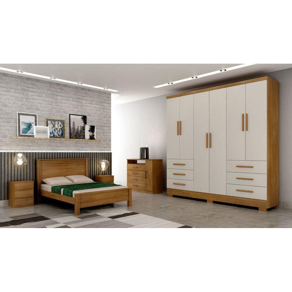 Guarda Roupa Solteiro com Pés 6 Portas 6 Gavetas - Berlim-Cumaru/Fendi  - Móveis Novo Horizonte