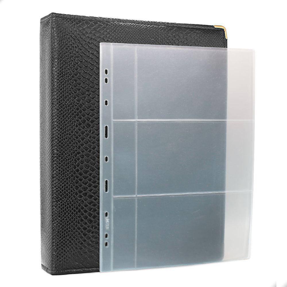 Álbum Fichário 40 folhas para Cédulas 3 Espaços Aba 32x24 Ziper Cobra GG