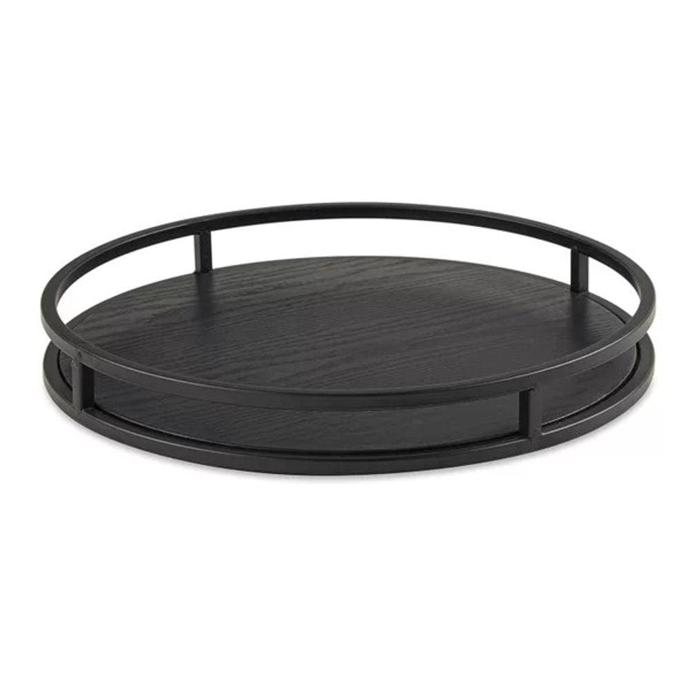 Bandeja Em Maderia E Metal 40Cm