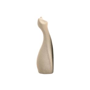 Escultura Gato Em Ceramica Cinza Textura Arenosa Mart 20Cm