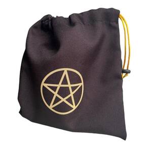 Estojo Tecido Pentagrama Preto e Dourado P Baralho 20x19cm
