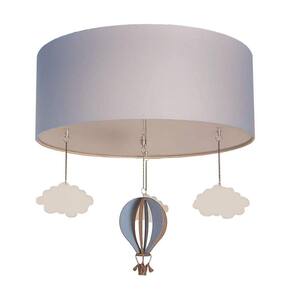 Plafon Balão Cúpula Azul 40x15cm - 2 Lâmpadas LED 15W