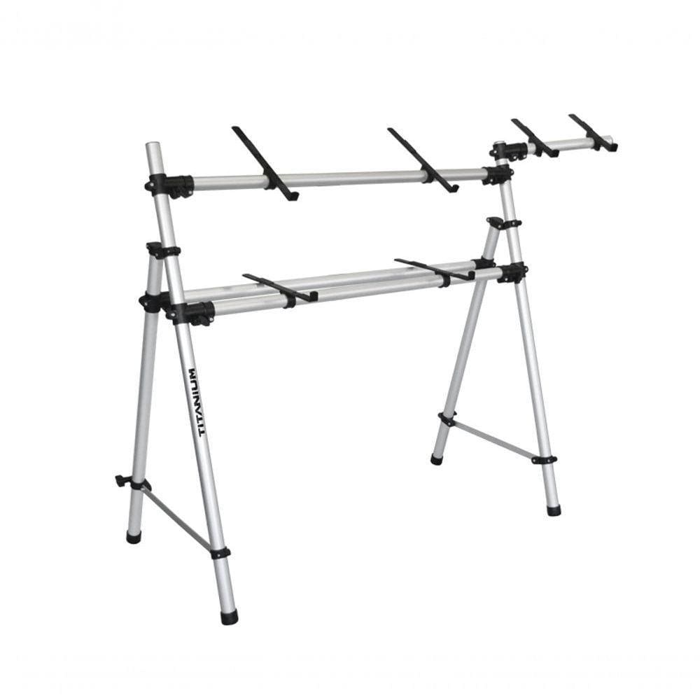 Rack Suporte Profissional Titanium Ty215 Bem P/ 2 Teclados + Suporte De Notebook