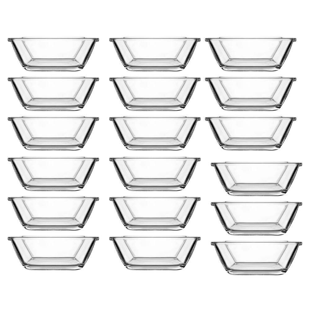 Jogo 18 Petisqueiras Quadrada Vidro Casual 90Ml Class Home