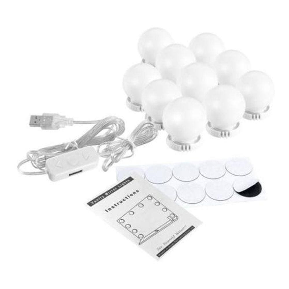 Luz Camarim Maquiagem Com 10 Lampadas Led Autoadesivas