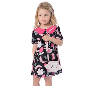 Vestido Infantil Macaquinho Rosa com bolsa Mon Sucré 80188