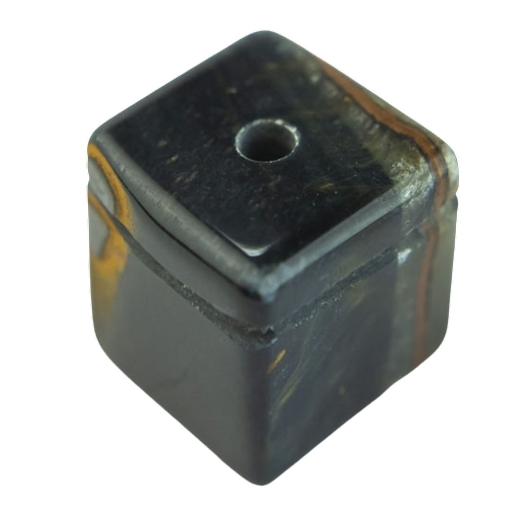 Colar Pedra Cubo Olho Falcão Difusor Aromaterapia Ranhurado