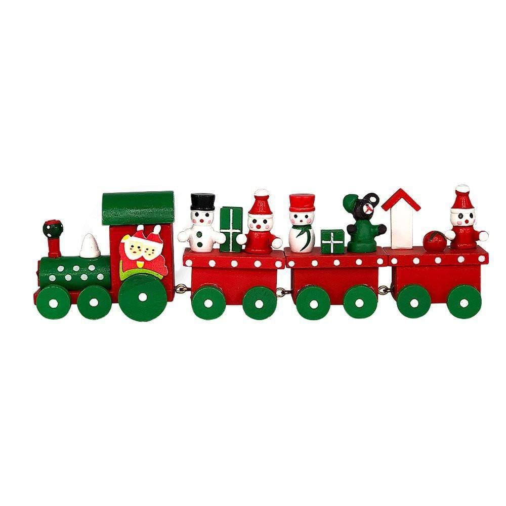 Trem de Natal de Madeira com Ornamentos - 19,5cm x 6cm