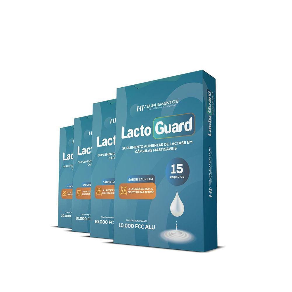 Kit 4 Lacto Guard 15 Caps Mastigável Sabor Baunilha Hf