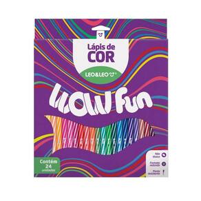 Lápis de Cor Escolar Redondo 24 Cores Wow Fun Leo & Leo