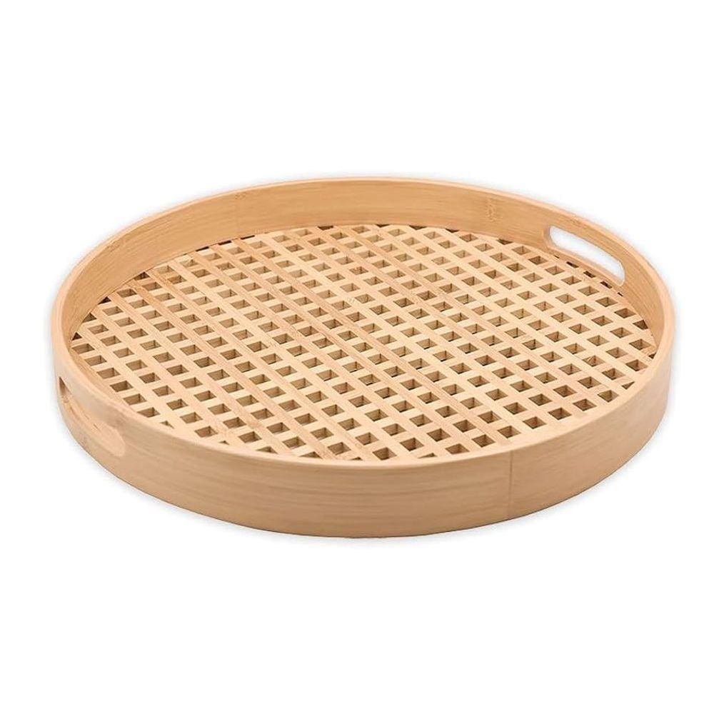 Bandeja de Bambu Vazada Redonda Grande 40cm - Oikos