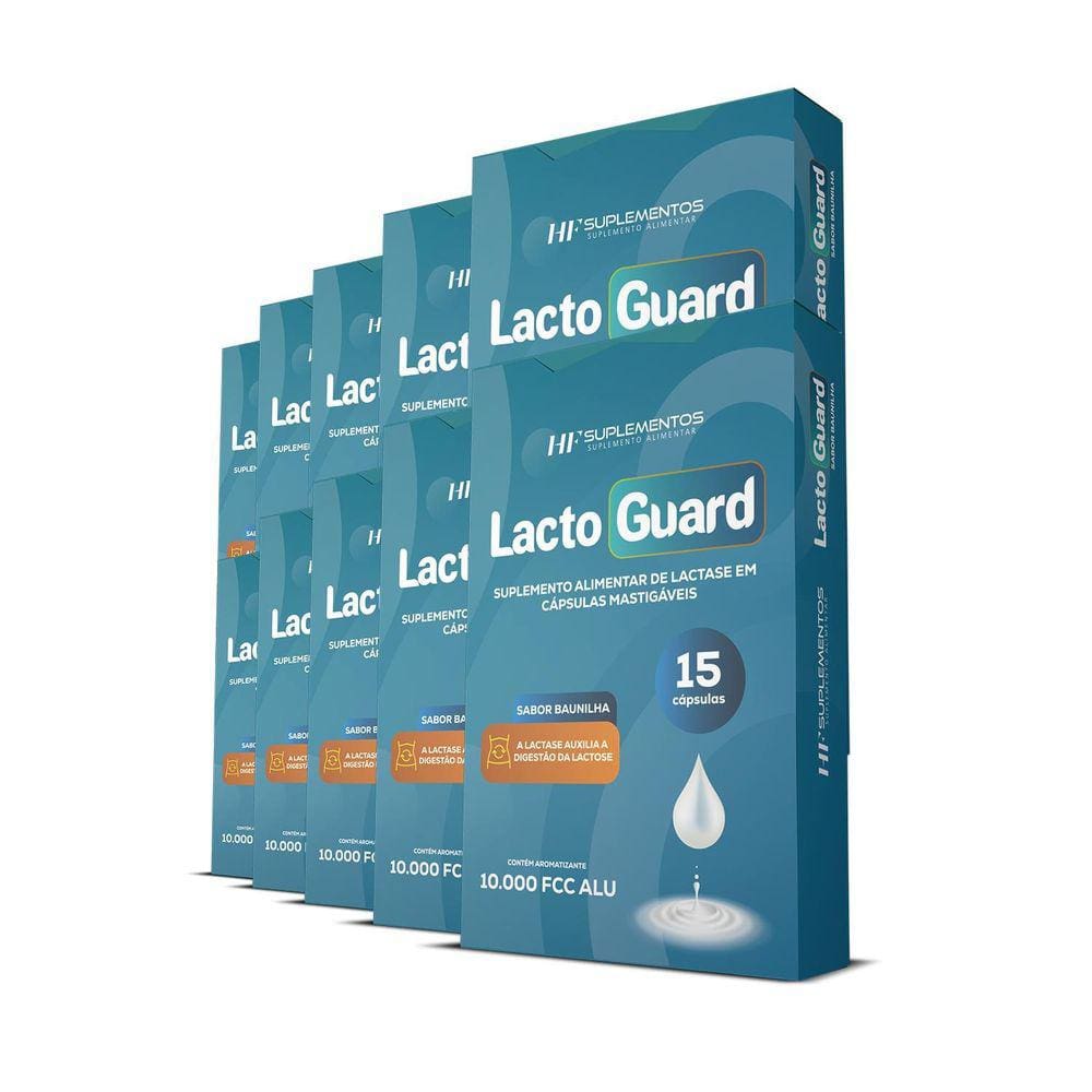 Kit 10X Lacto Guard 15 Caps Mastigável Sabor Baunilha Hf
