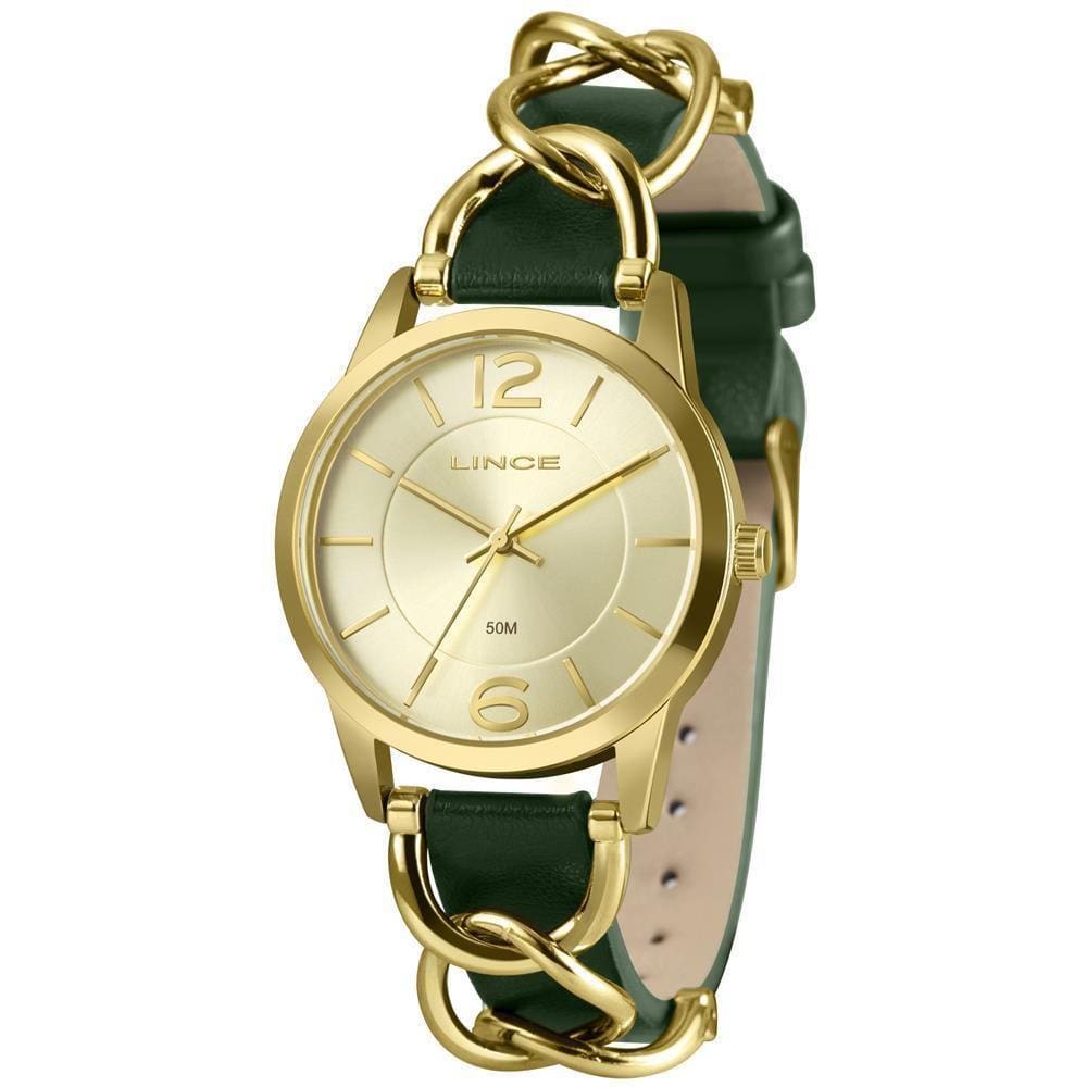 Relógio Lince Feminino Dourado 38mm Resistente à Água 50m
