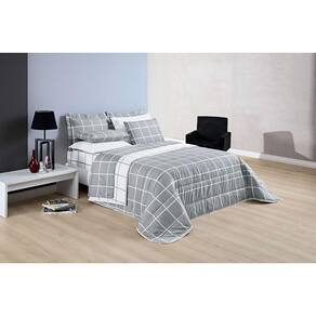 Conjunto Casal Queen Size Xadrez 03 Peças 200 Fios Super
