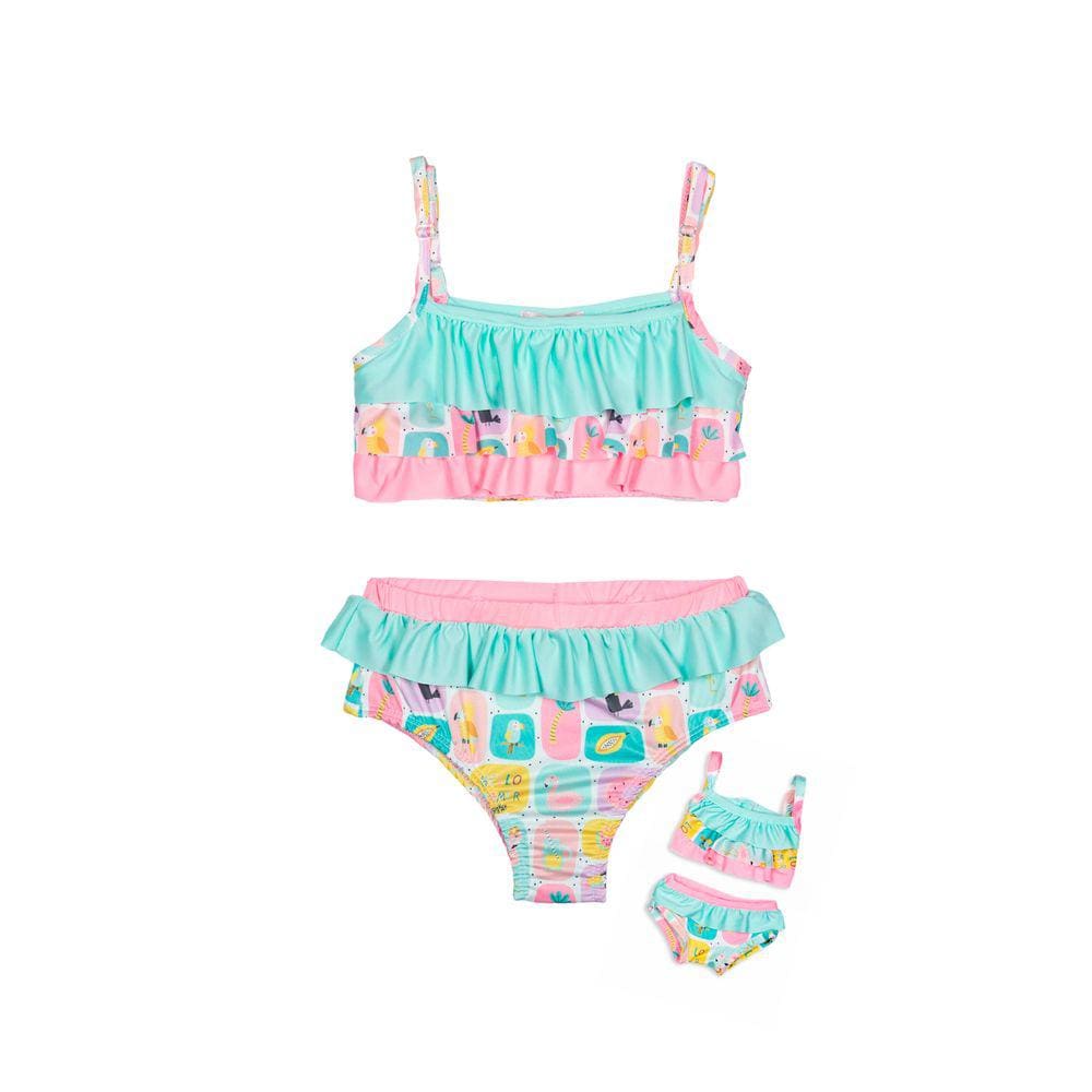 Biquíni babados com scrunchie MA0228 +roupa boneca Marthiê