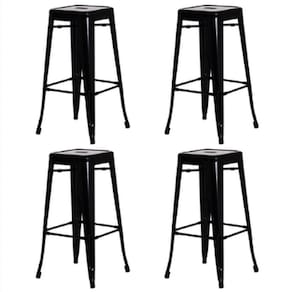 Conjunto 4 Banquetas Tolix Alta - Preta - Kza Bela