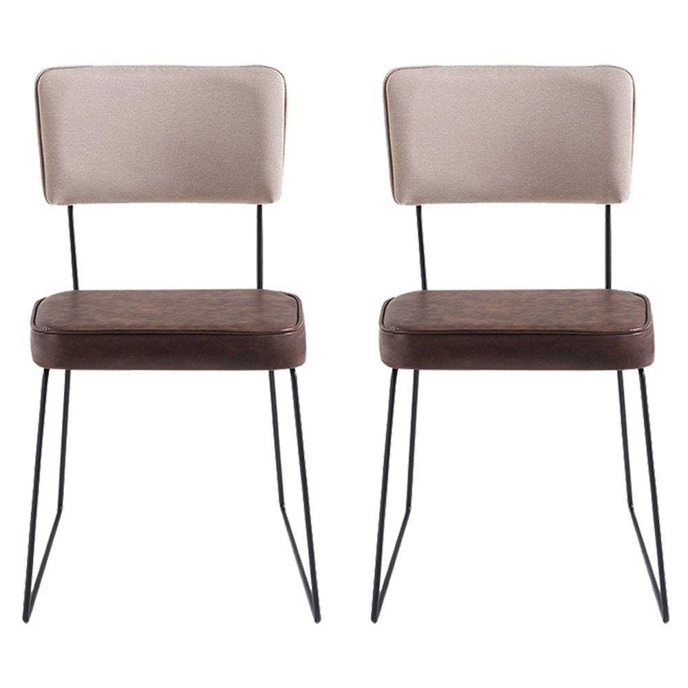 Kit 2 Cadeiras Decorativas F53X1 Corano Marrom Linho Bege Dmobiliario