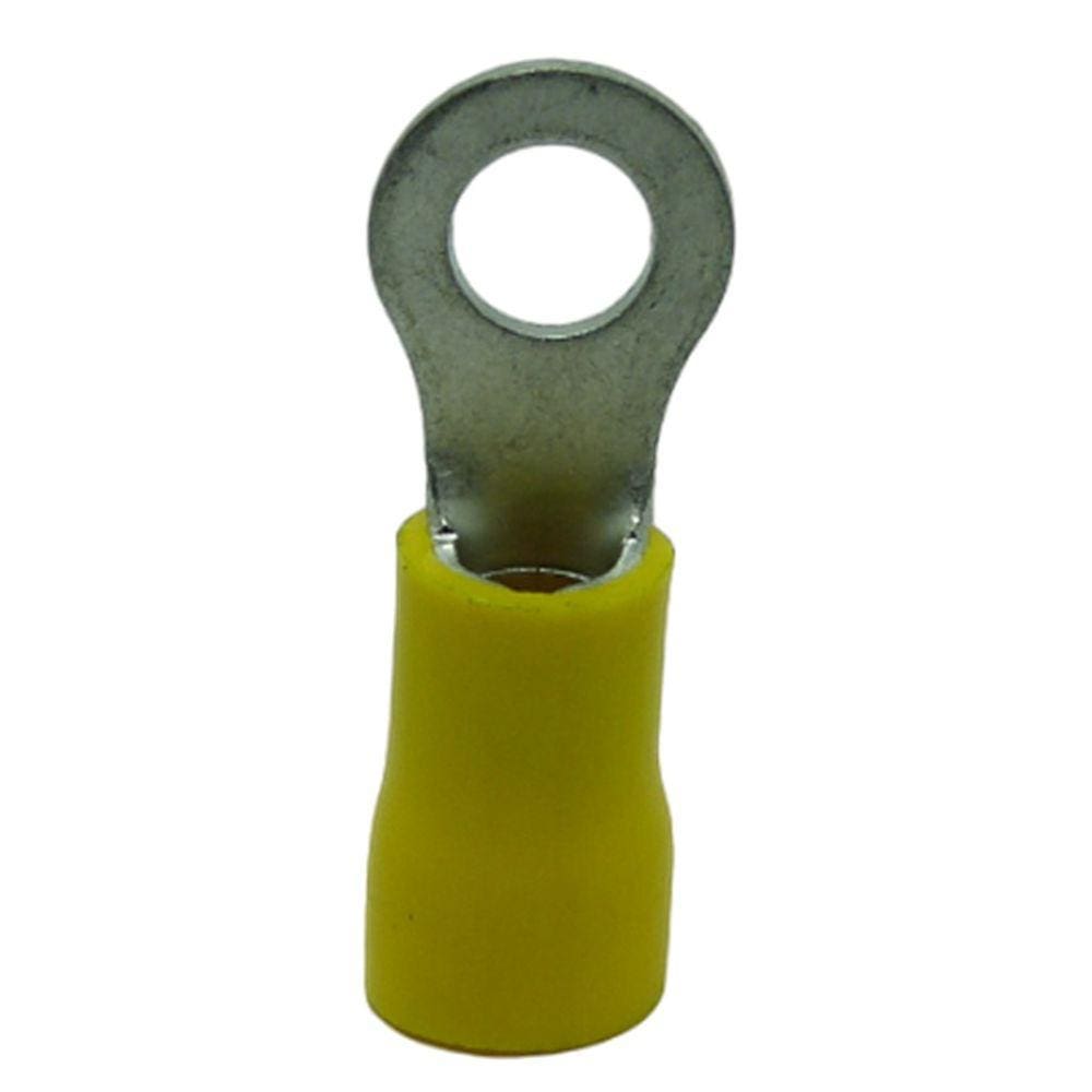 Terminal Compressão Tipo Anel 4 Mm A 6 Mm Simples C/ Capa Plastica Amarelo
