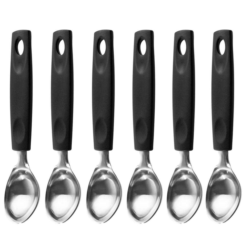 Kit 6 Colheres para Servir Pegar Tirar Sorvete Pegador Aço Inox 22,5cm Asti Brinox Preto