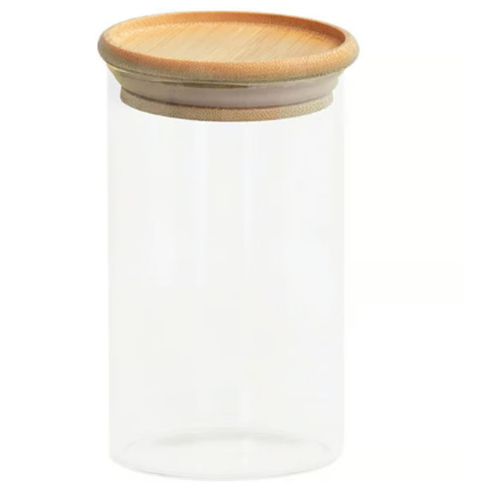 Pote para mantimentos de vidro com Tampa de Bambu Circular 600ml - OIKOS