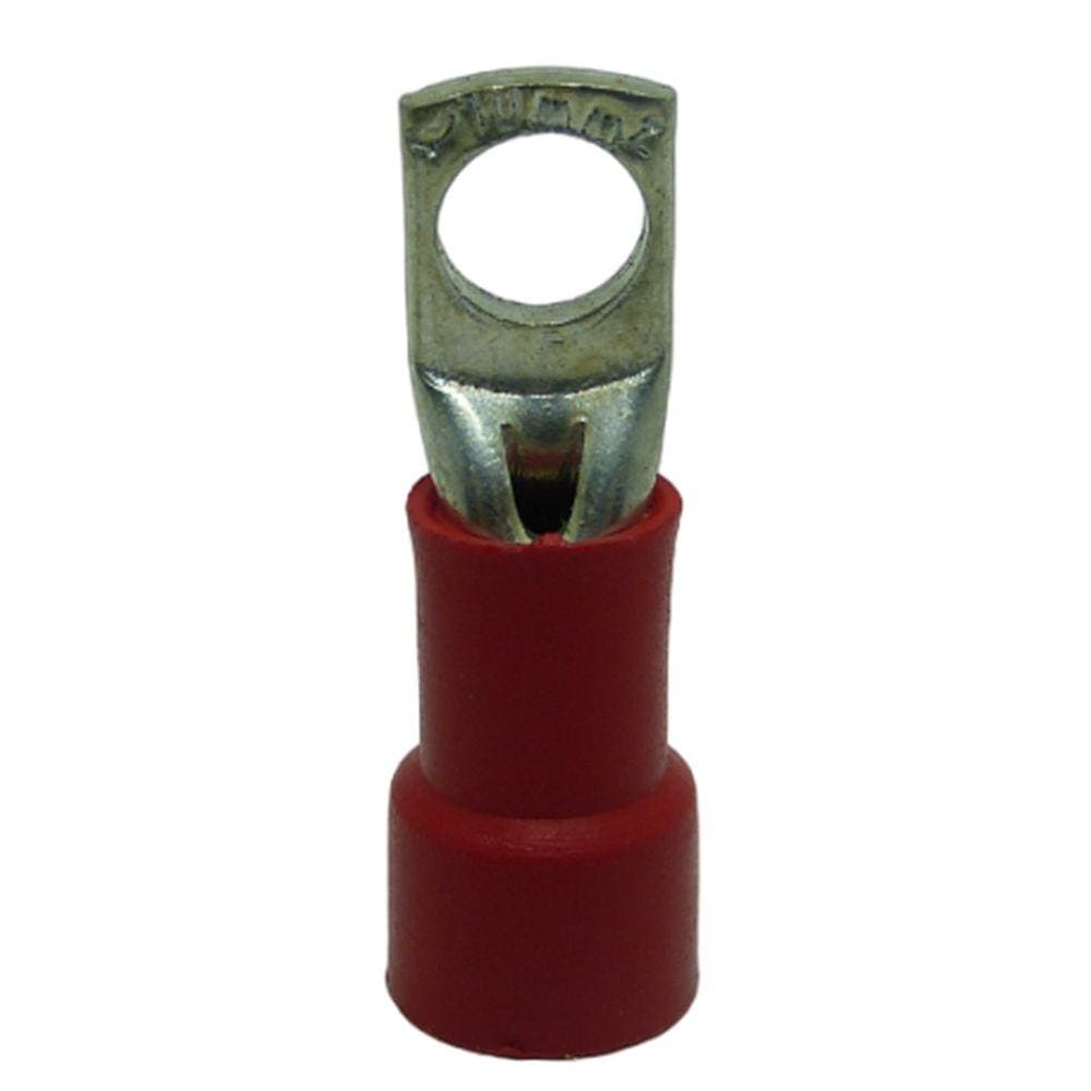 Terminal Compressão Tipo Anel 10 Mm Simples C/ Capa Plastica Vermelho (Olhal)