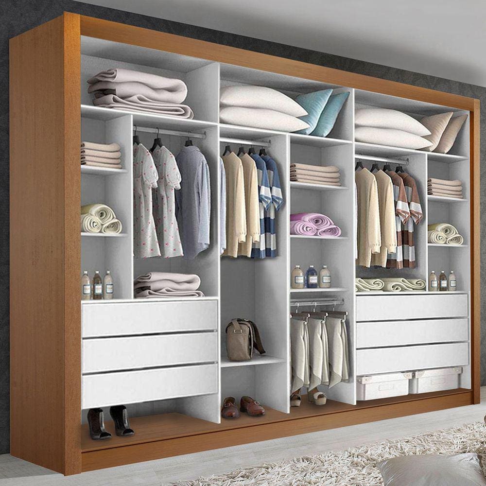 Closet Casal Itália 6 Gavetas Carvalho/Branco - Minastex