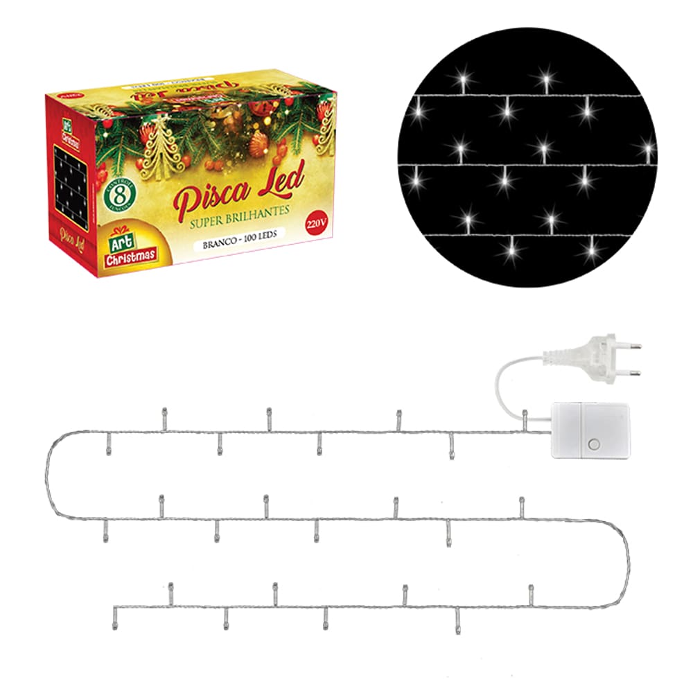 Pisca Led 100 Led Branco 8M 220V