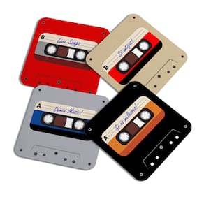 Porta copos Geek - Fita cassete K7 retro c/ 4pç