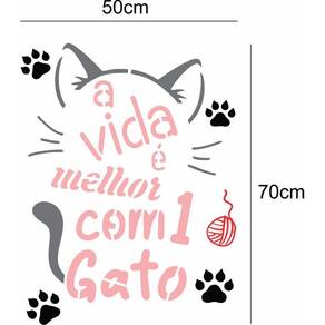Adesivo De Parede Frase Pet - A Vida É Melhor Com 1 Gato
