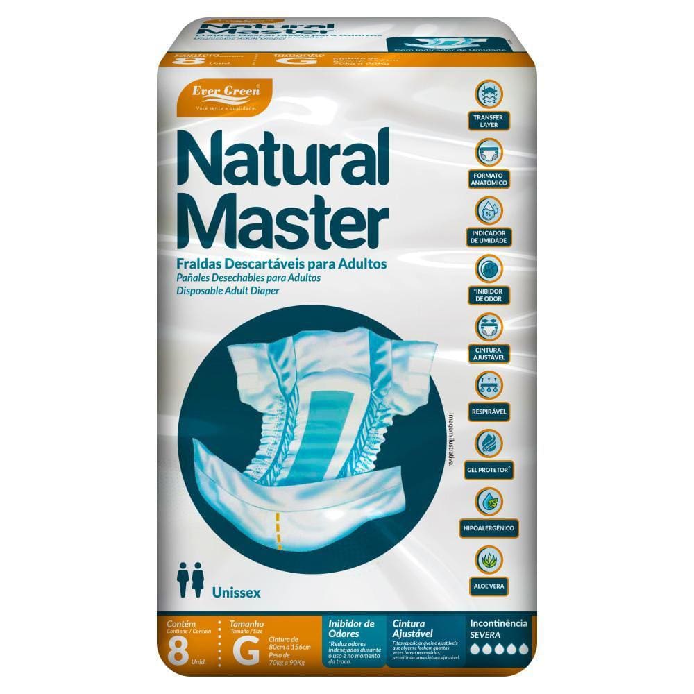 Fralda Geríatrica Natural Master G com 8un