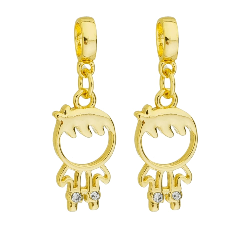 Kit 2 Pingentes Berloques Menino Filho Para Pandora Banhado a Ouro 18k