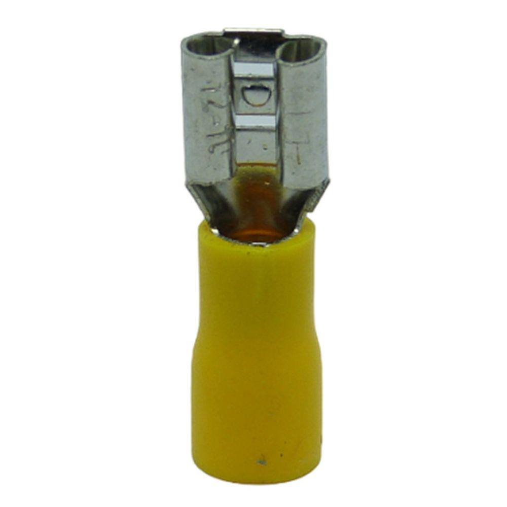Terminal Compressão Reto Femea 2.5 A 4 Mm Simples C/ Capa Plastica Amarelo