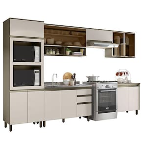 Cozinha Completa 6 Peças Connect com Aéreo Vidro - Móveis Henn
