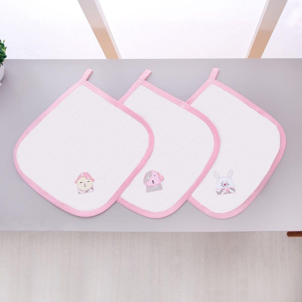 Kit 3 Fraldas Pano De Boca Malha Para Bebê Coleguinhas Off White