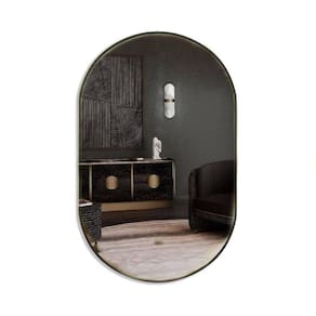 Espelho Oval 60cm Couro Ecológico - Elegância e Charme