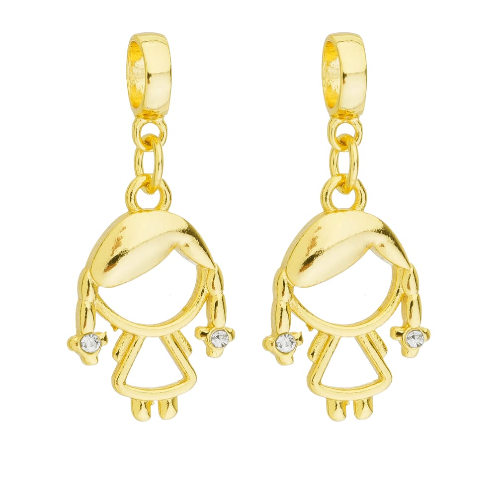 Kit 2 Pingentes Berloques Menina Filha Para Pandora Banhado a Ouro 18k