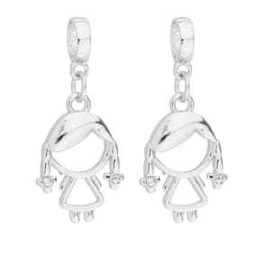 Kit 2 Pingentes Berloques Menina Filha Para Pandora Banhado a Prata 925
