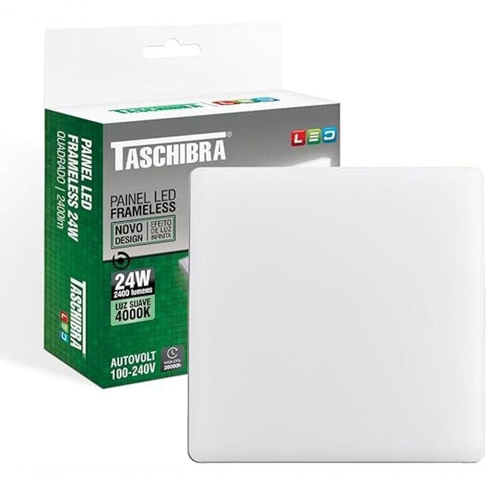Painel Led Taschibra Frameless Embutido Quadrado Branco - Bivolt