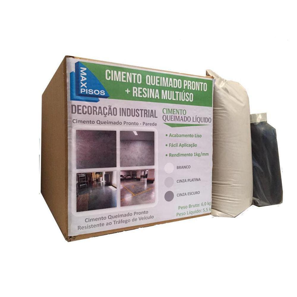 Kit Cimento Queimado Pronto Piso Branco Maxpisos