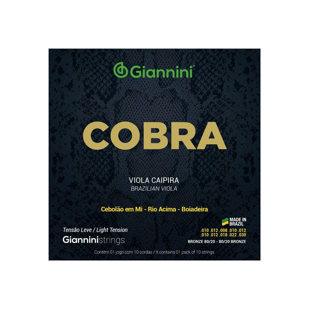Encordoamento Viola Caipira Cobra Cebolão em Mi - Giannini